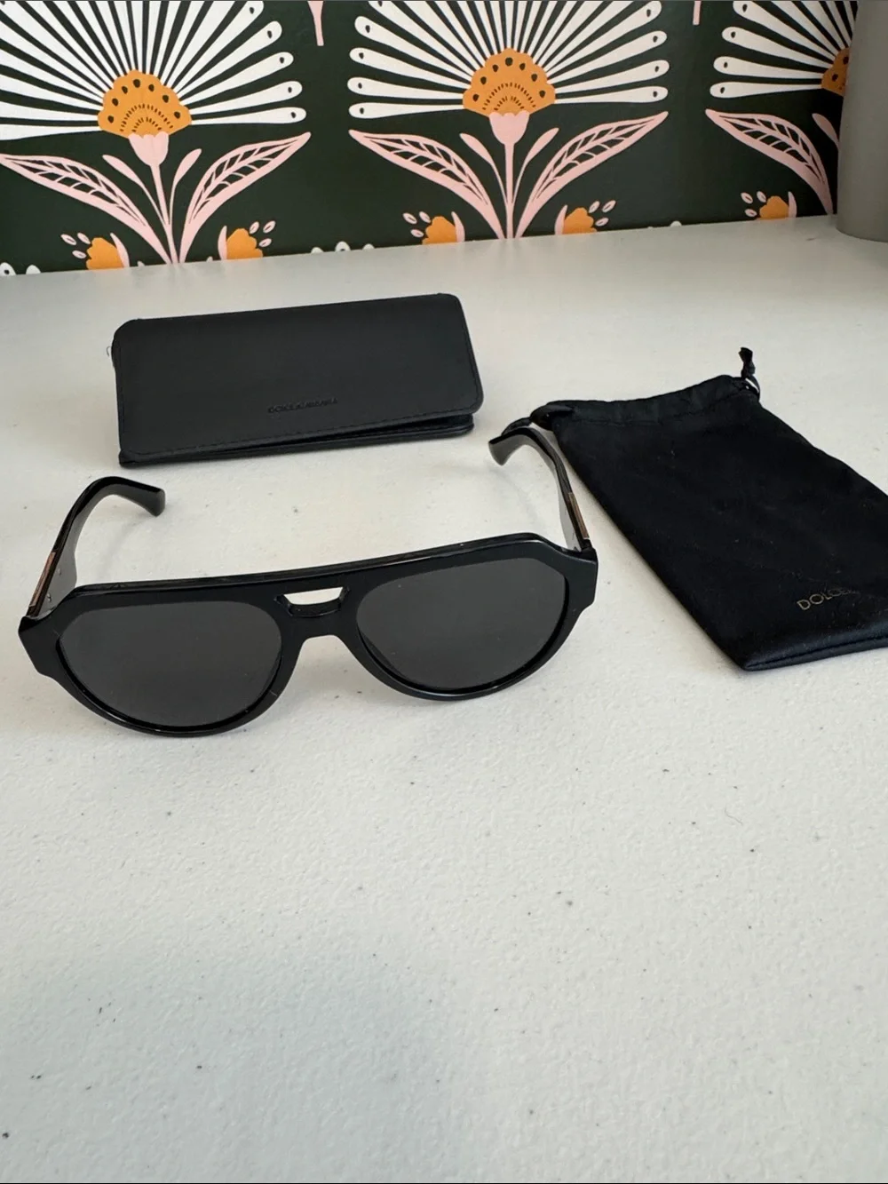 Men’s Dolce & Gabbana Black Shield Sunglasses with Black Case